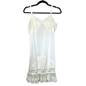 Vintage 50's Mode O' Day White Lace Nightgown Slip Dress Sweetheart Neckline